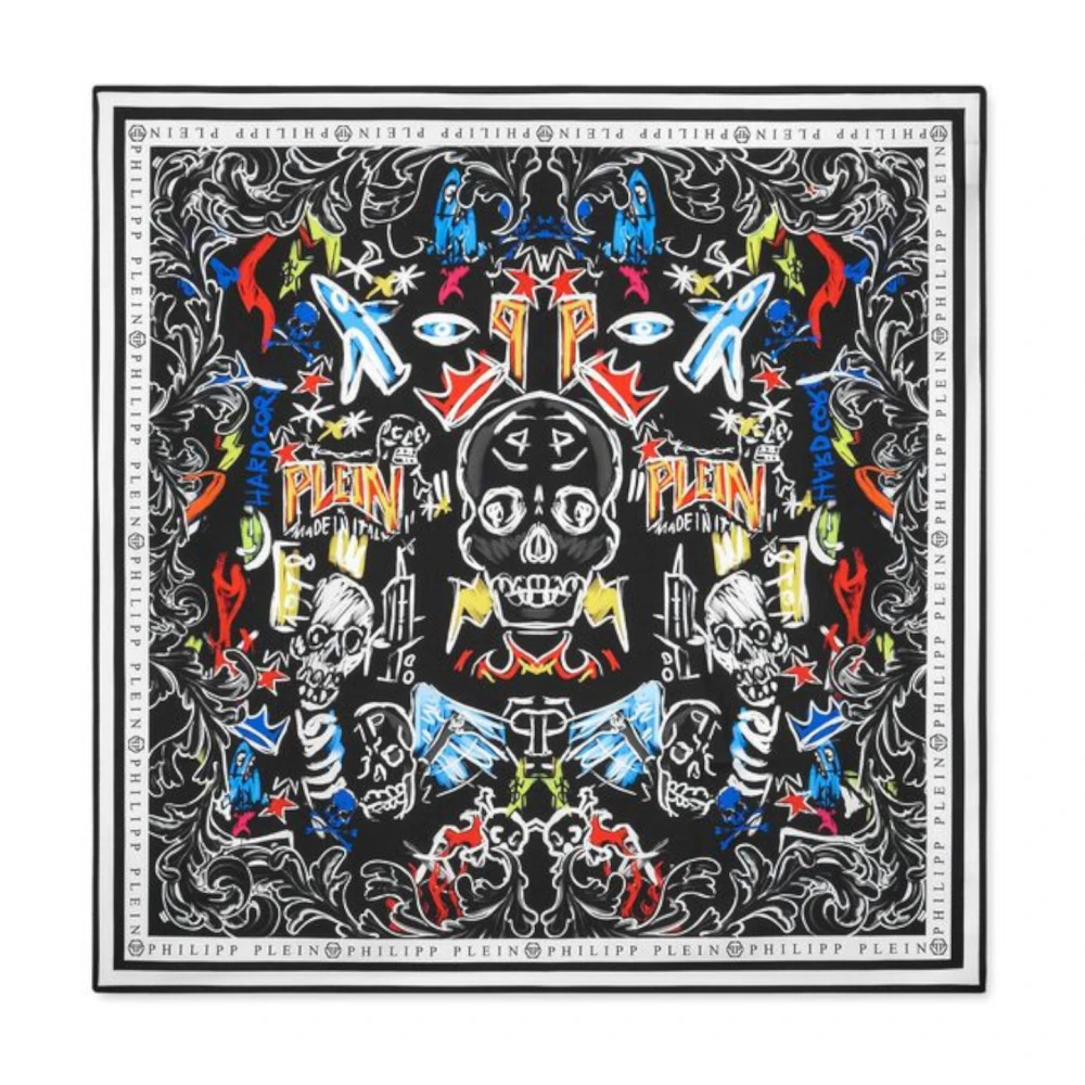 Philipp Plein Multicolor Sjaal met All Over Print Black Dames