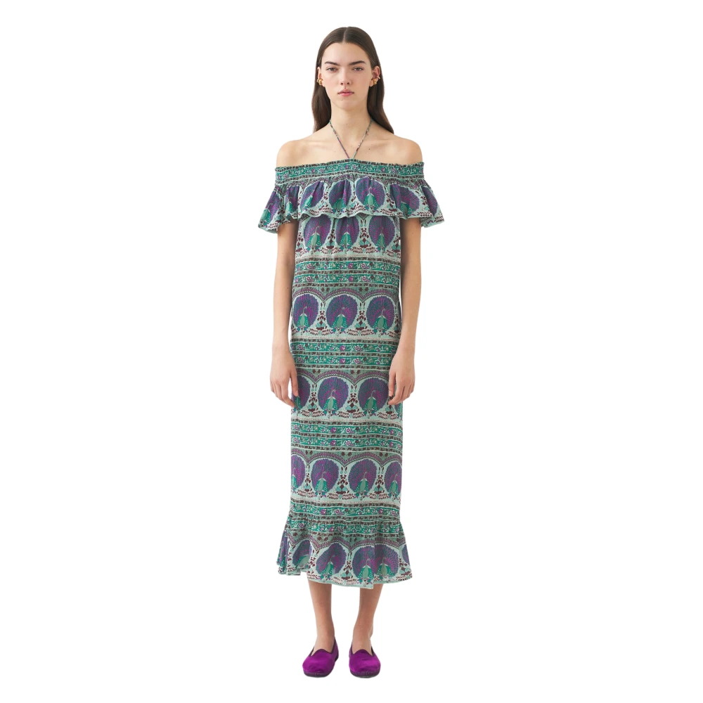 Antik batik Maxi jurk Tala Blue Dames