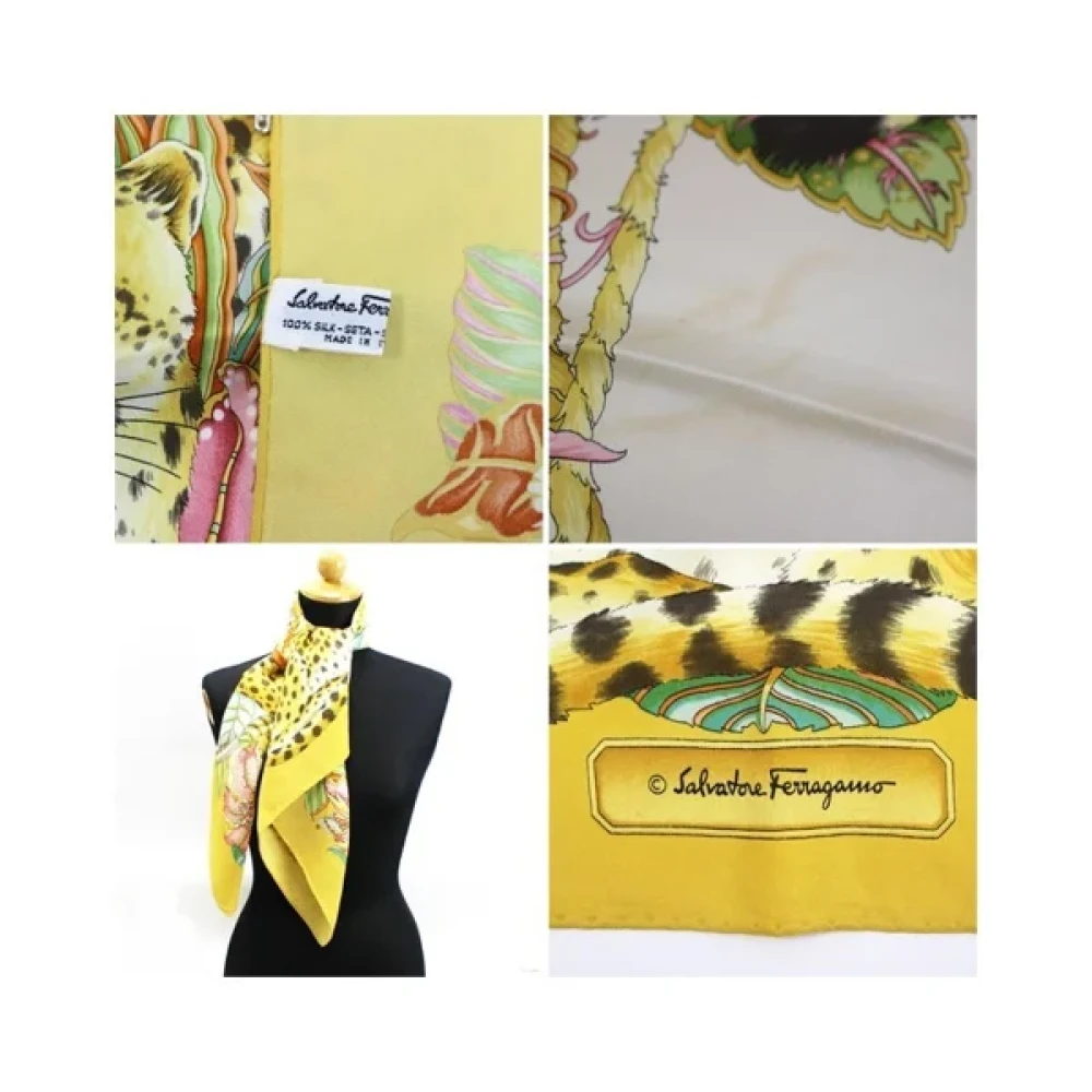 Salvatore Ferragamo Pre-owned Silk scarves Yellow Dames
