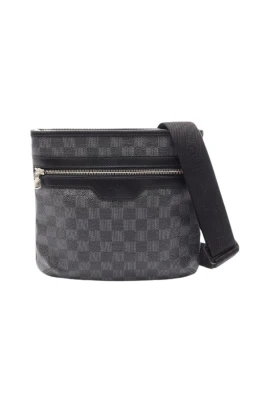 Pre-owned Thomas Damier Graphite Coated Canvas Leather Shoulder Bag