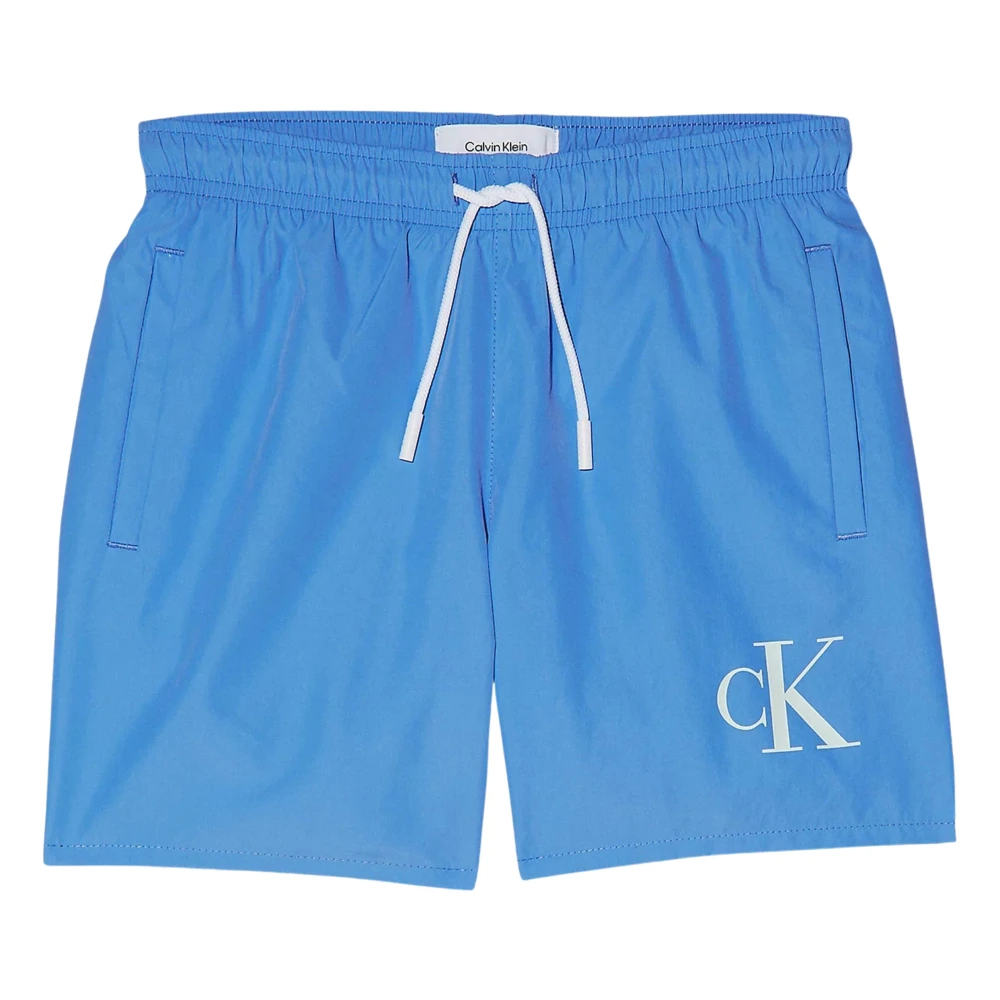 Calvin Klein Boys Blue Kids Swimming Trunks, 8 Y, Logo Swim Shorts
