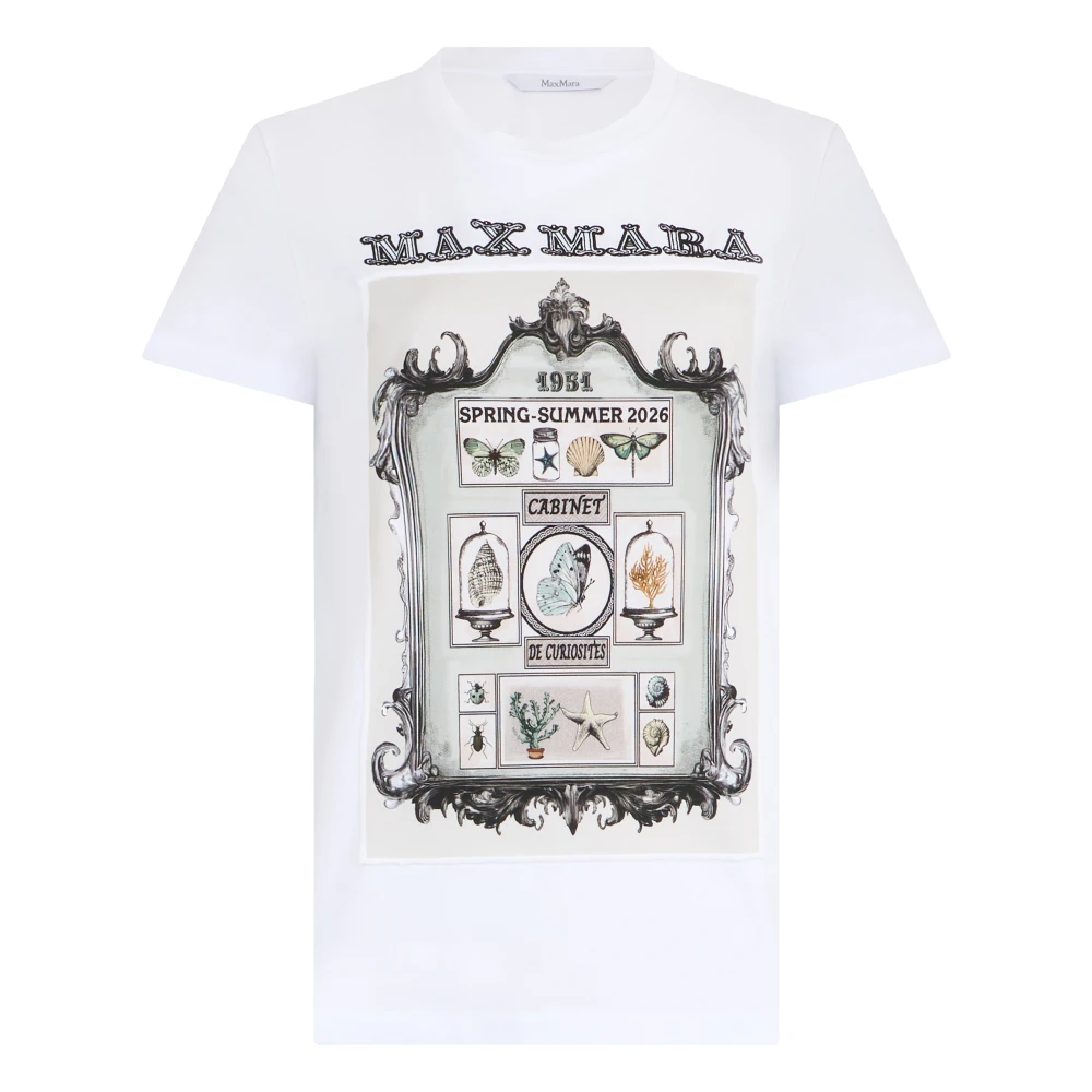 Max Mara Women's White T-Shirts, M, Spadino Graphic T-Shirt