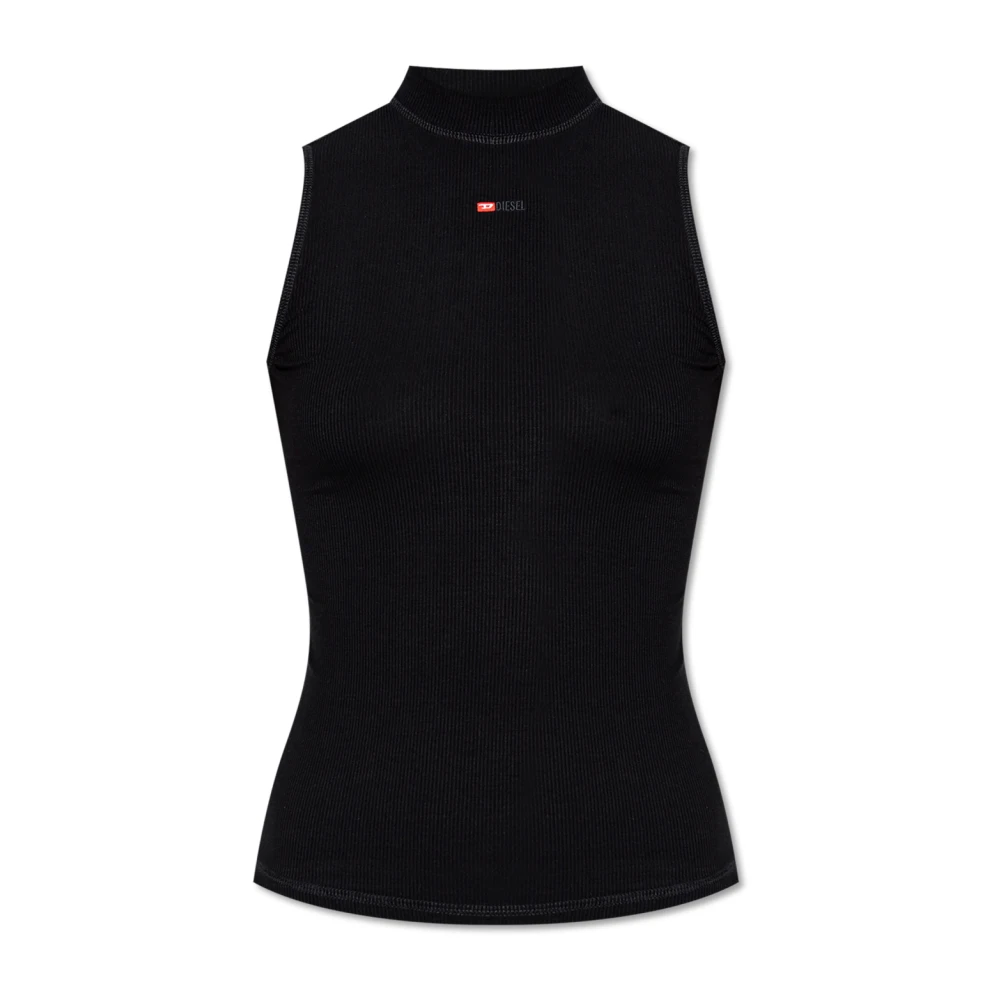 Diesel Women's Black T-Mokky-Sl-Microdiv Top