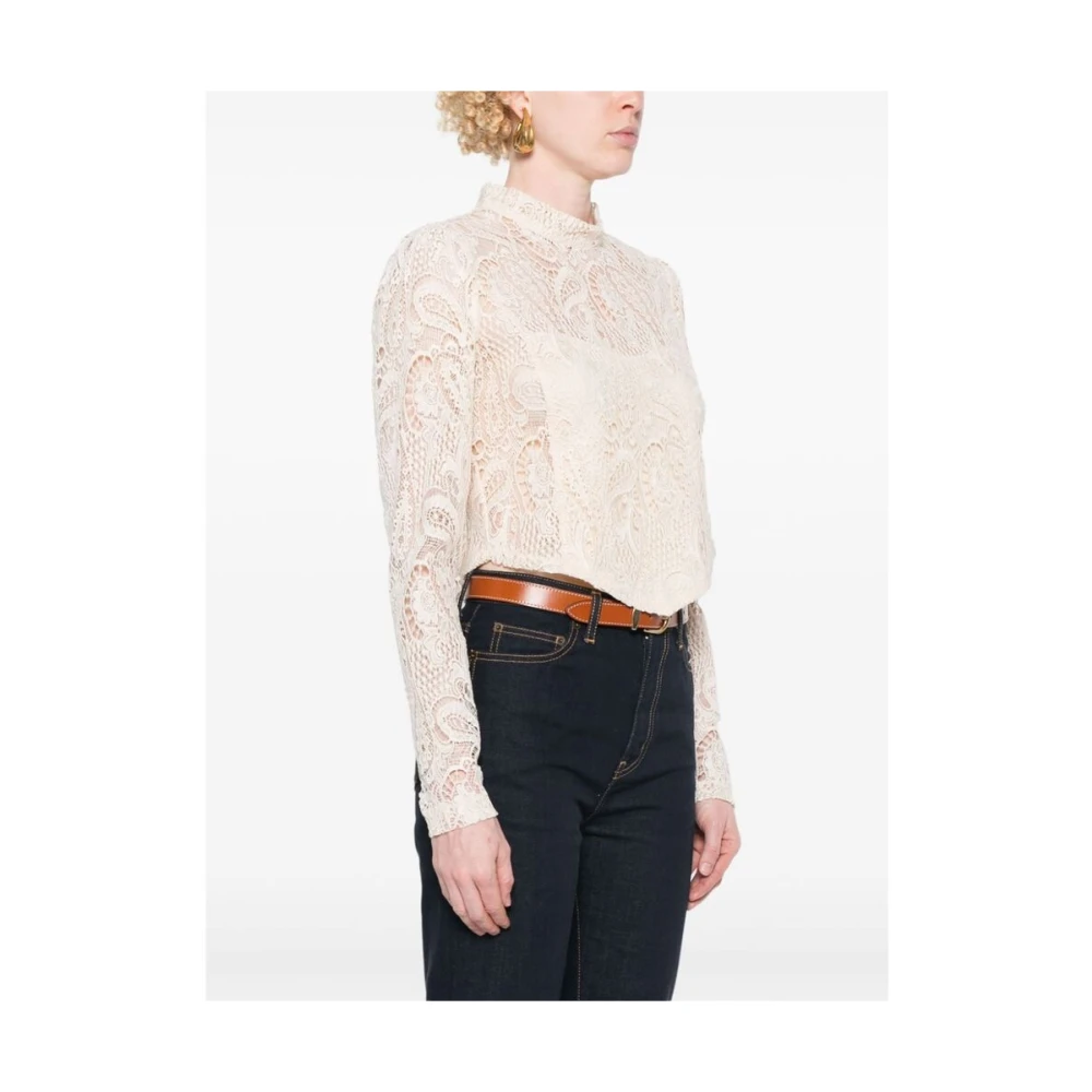 Twinset Crème Wit Macramé Detail Shirt Beige Dames
