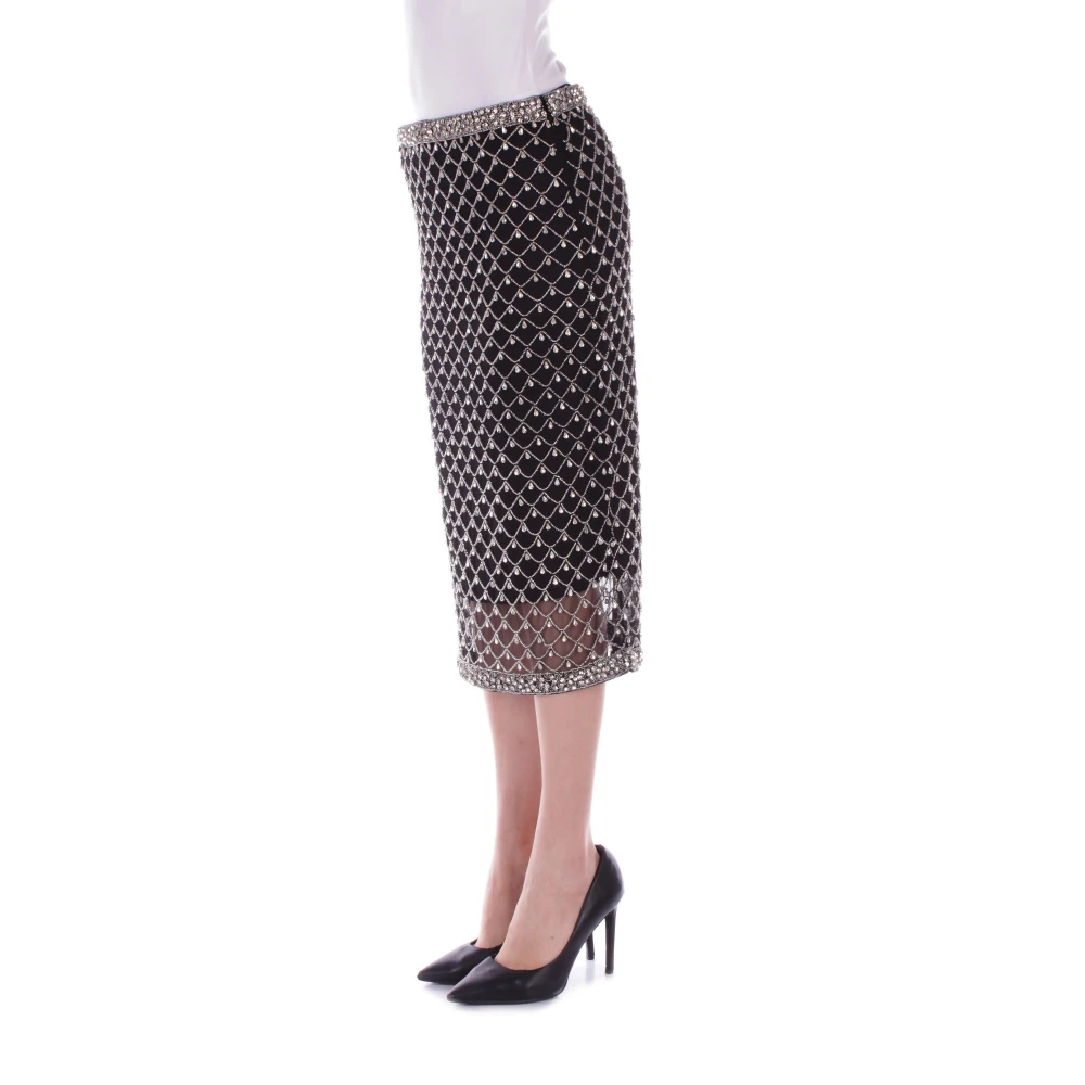 pinko Zwarte Rok met Rits en Strass Details Black Dames