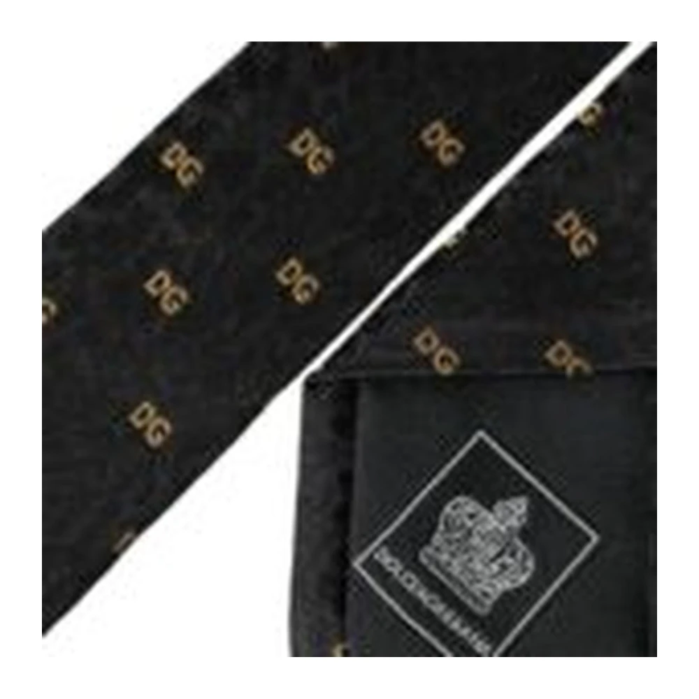 Dolce & Gabbana Zijden Logoslips Zwart Italiaanse Stijl Black Heren