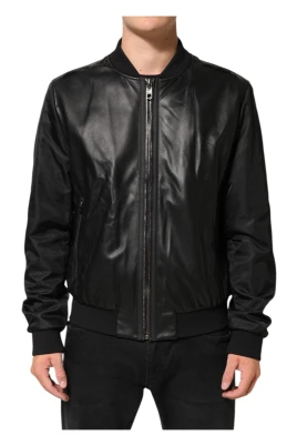 Leather Nylon FullZip Blouson Jacket