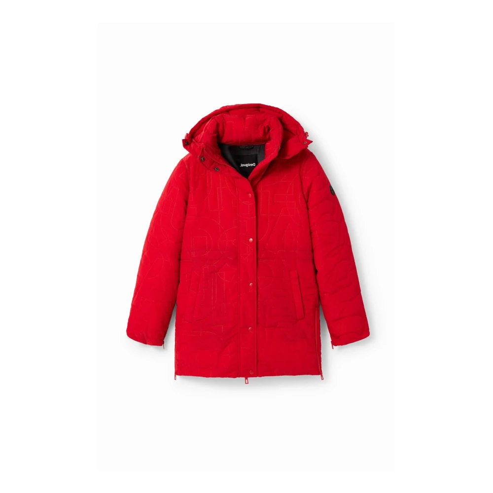 Desigual Women's Red Hooded Button Jacket