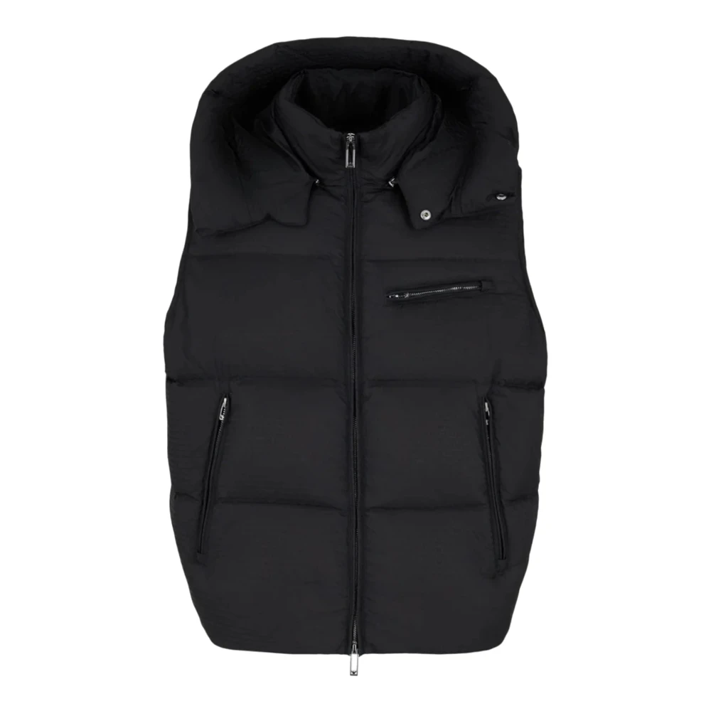 Emporio Armani Zwarte Nylon Logo Jas Black Heren
