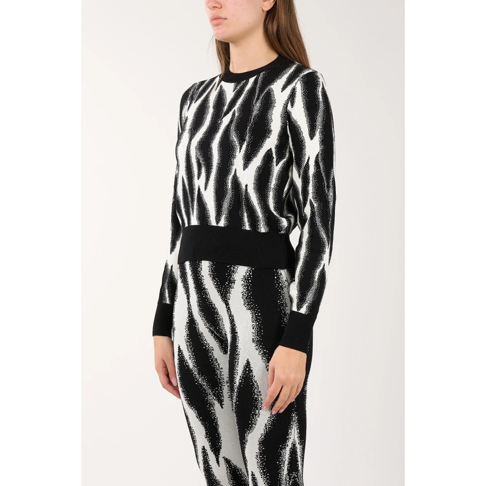 Akep Animal Print Cropped Viscose Top White Dames