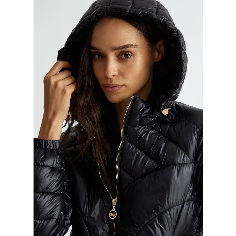 Liu Jo Gewatteerde Hoodie Jas Black Dames