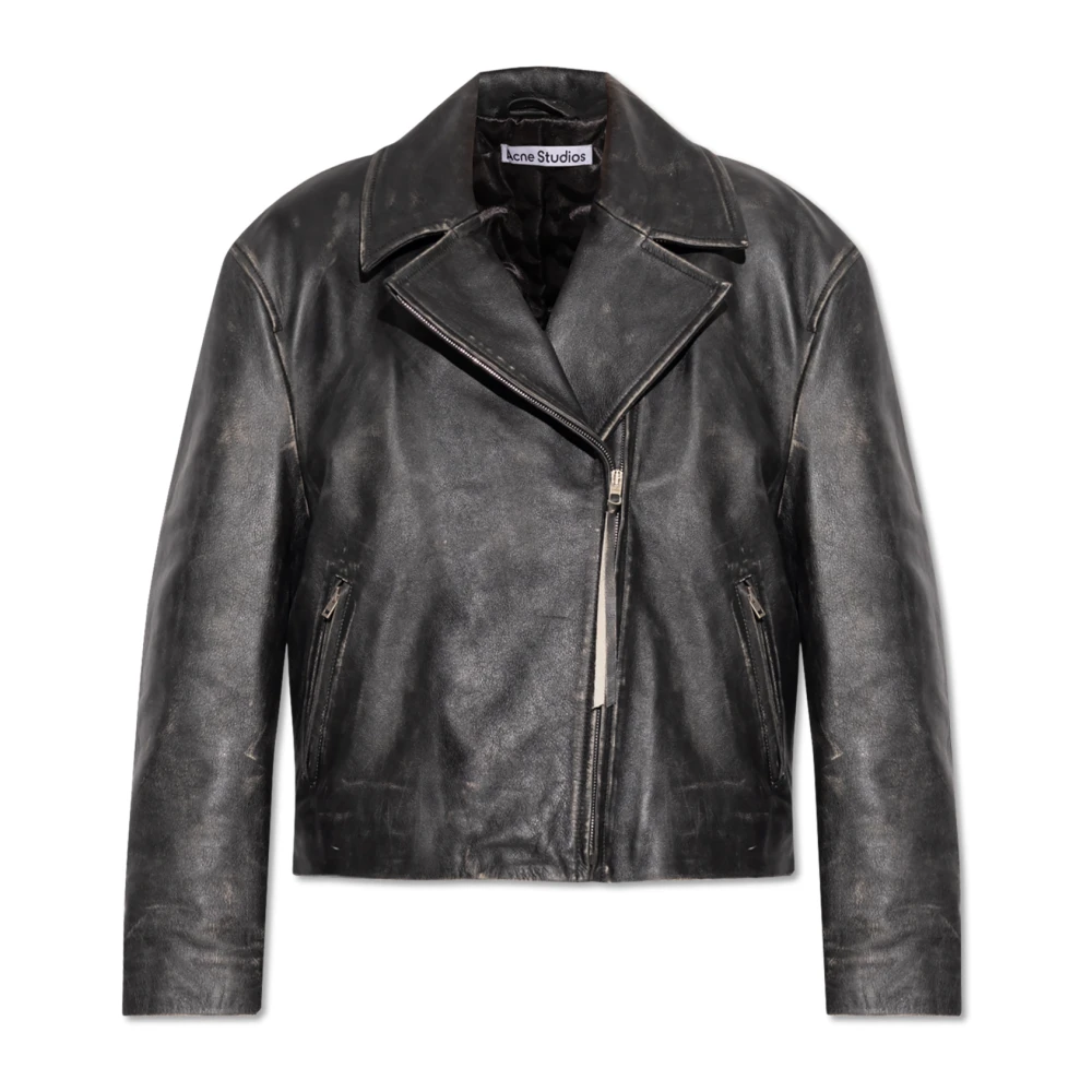 Acne Studios Leren jas met een vintage effect Black Dames