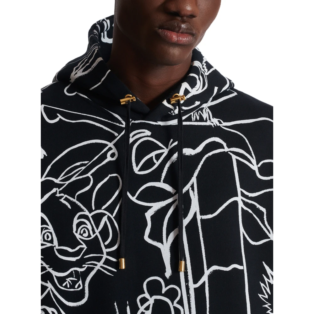 Balmain Disney x : The Lion King Hoodie met print kind Black Heren