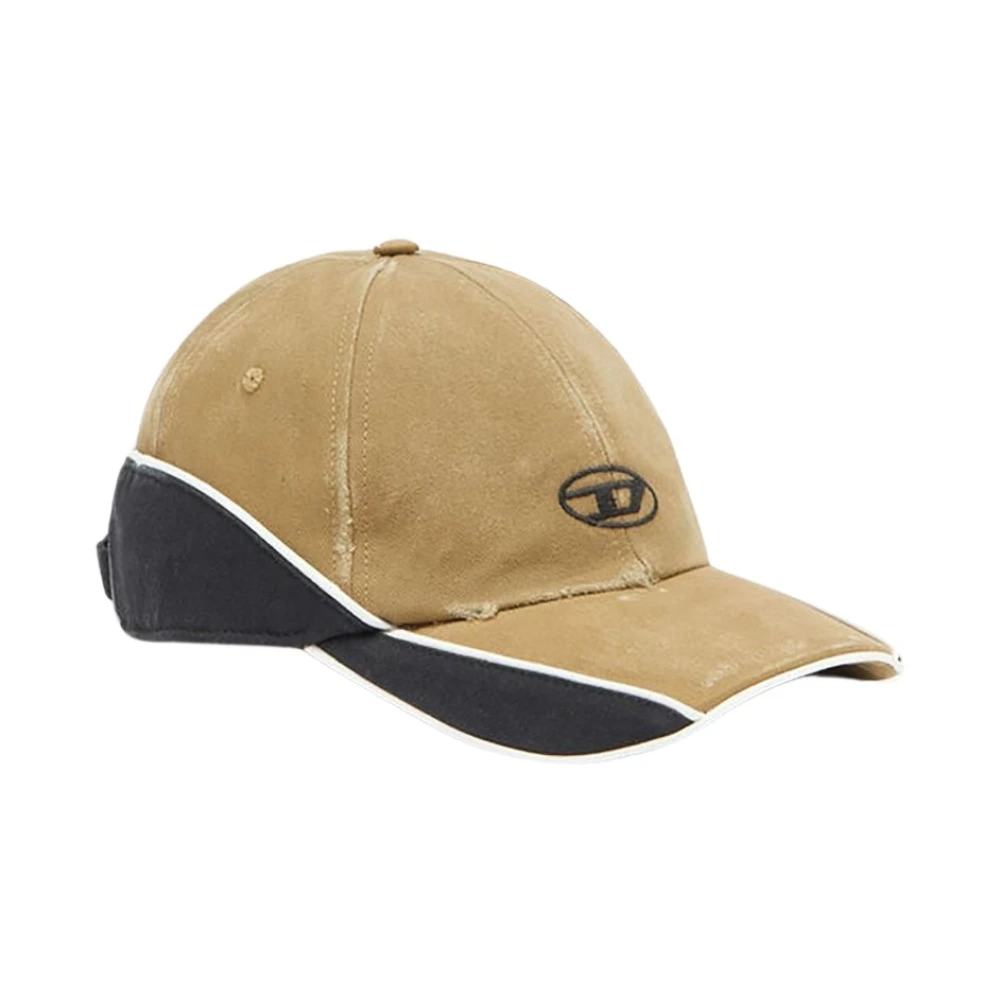 Diesel Distressed colour-block baseball cap Brown Heren