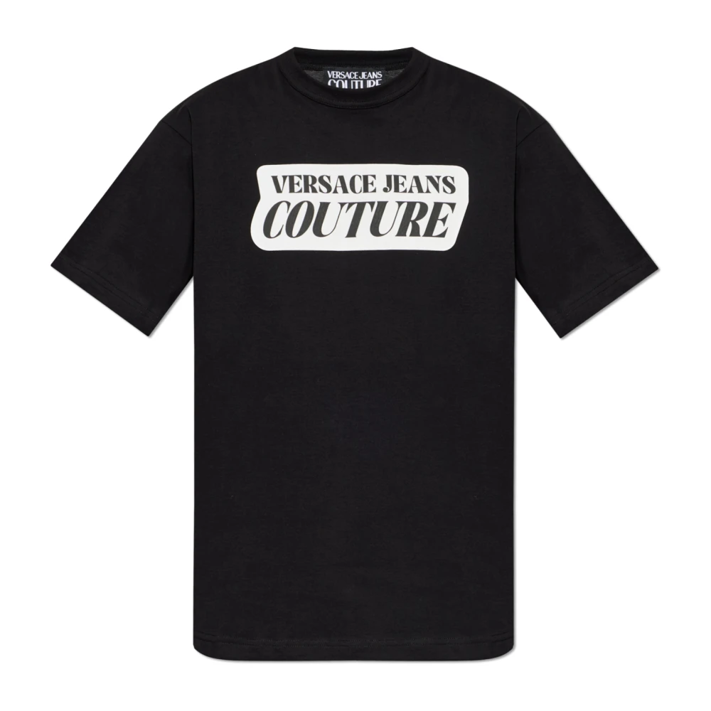 Versace Jeans Couture Black T-Shirts, Male, 2XL, Printed Cotton-Jersey T-Shirt