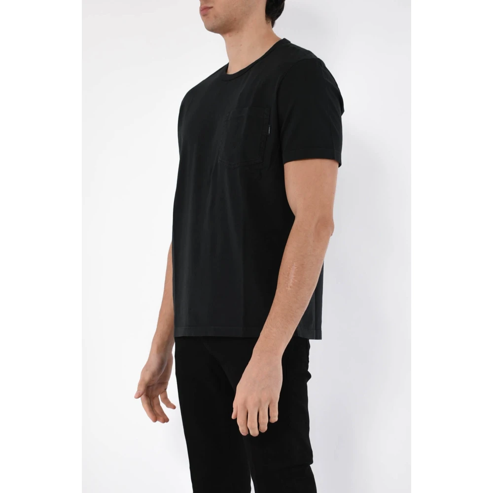 Dondup Jersey T-shirt met zak en ronde hals Black Heren