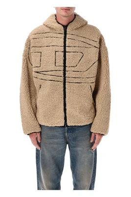 Beige Teddy Zip Hoodie AW25
