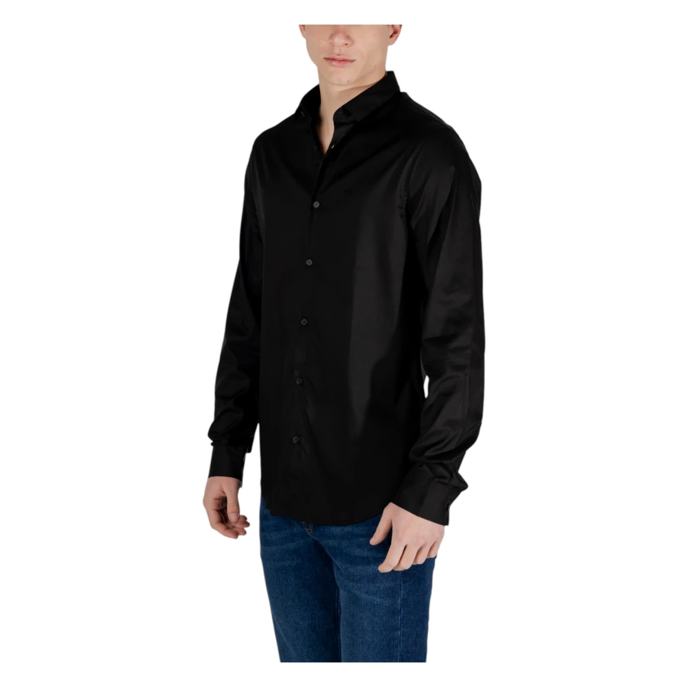 Armani Exchange Overhemd met lange mouwen Black Heren