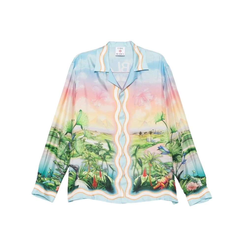 Casablanca Paris Men's Multicolor Tennis Club Long Sleeve Silk Twill Shirt, Size Large By - Image 4