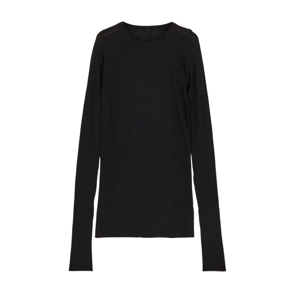 Rick Owens Rib Lange Mouw Katoenen T-Shirt Black Dames