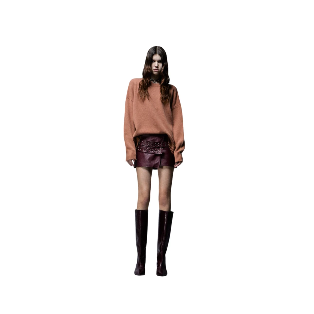 Aniye By Zachte wollen trui met stoere details Pink Dames
