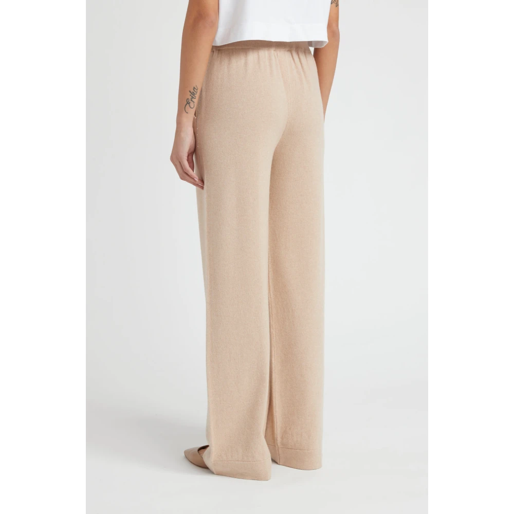 PESERICO Wol zijde en kasjmier broek Beige Dames