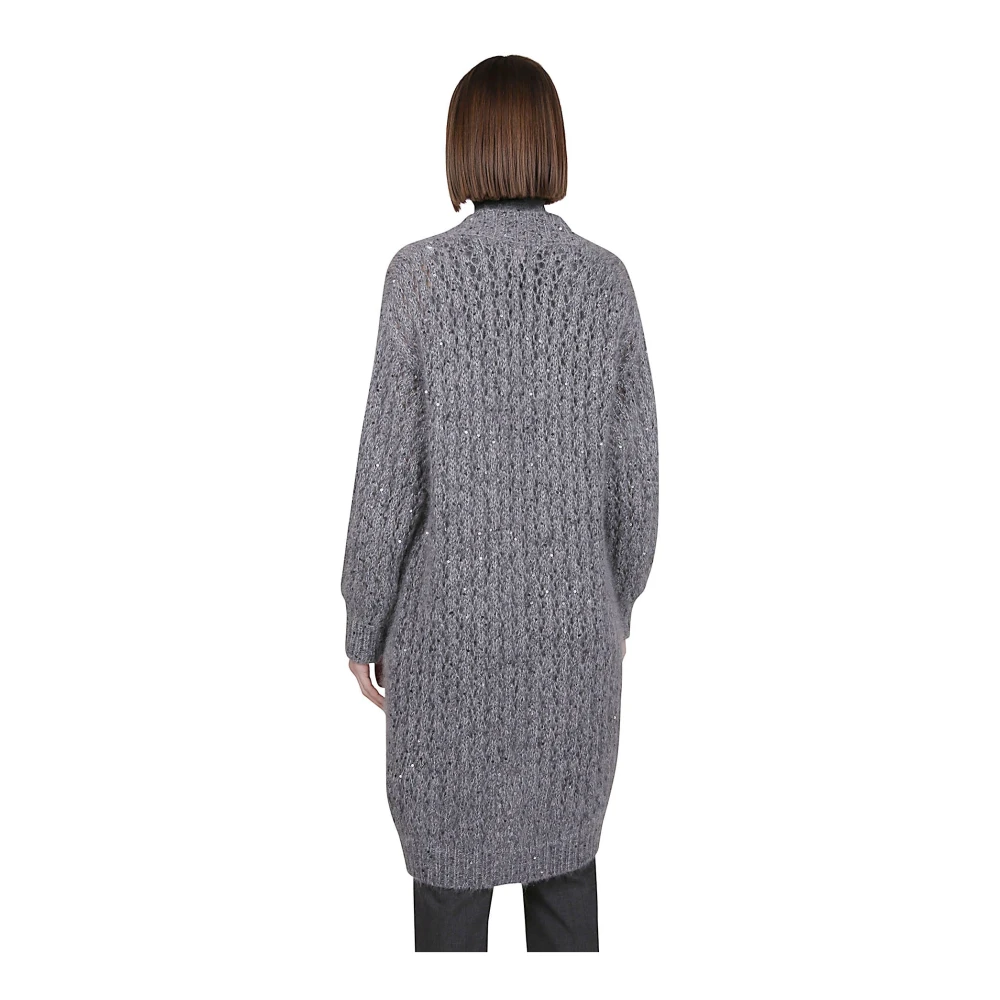 Eleventy Mohair Cardigan met Lurex Gray Dames