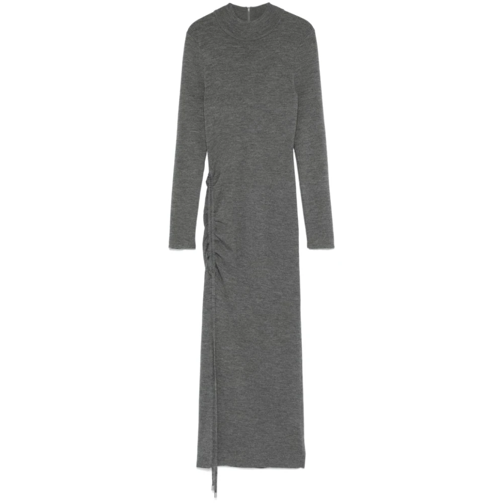 Michael Kors Grijze Wol Midi Jurk met Split Gray Dames