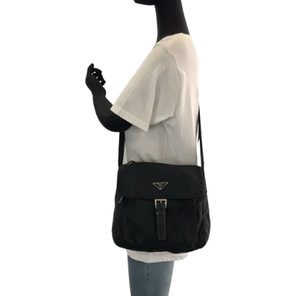 Prada Vintage Pre-owned Canvas shoulder-bags Black Heren