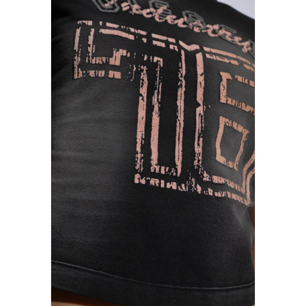 Diesel T-Uncusl T-shirt met logo Black Dames