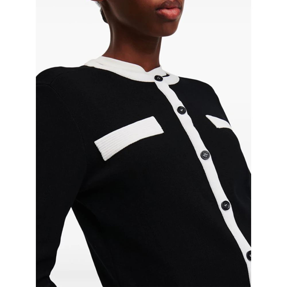 Karl Lagerfeld Gebreide Contrast Trim Vest Black Dames