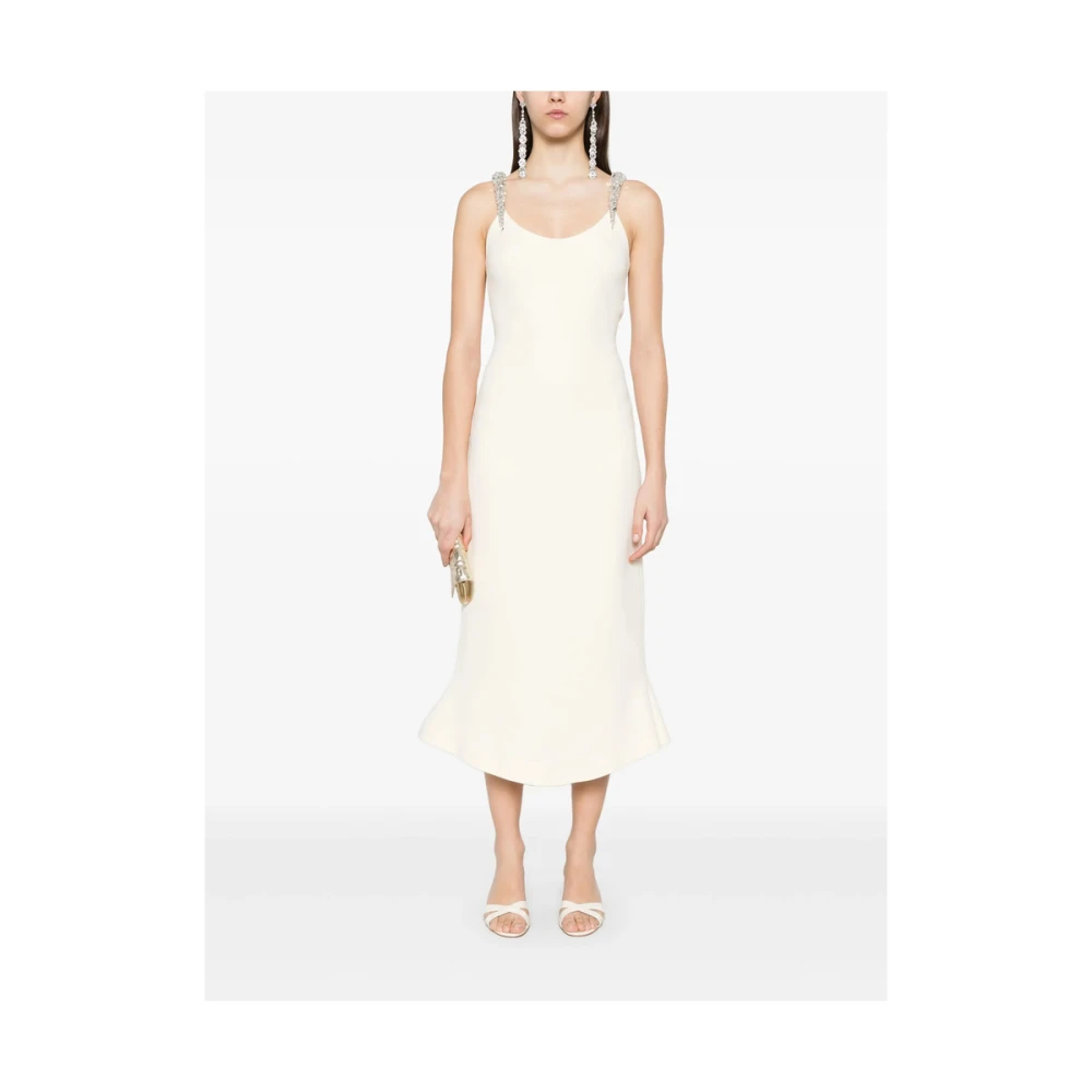David Koma Mouwloze U-Hals Amandel Beige Jurk White Dames