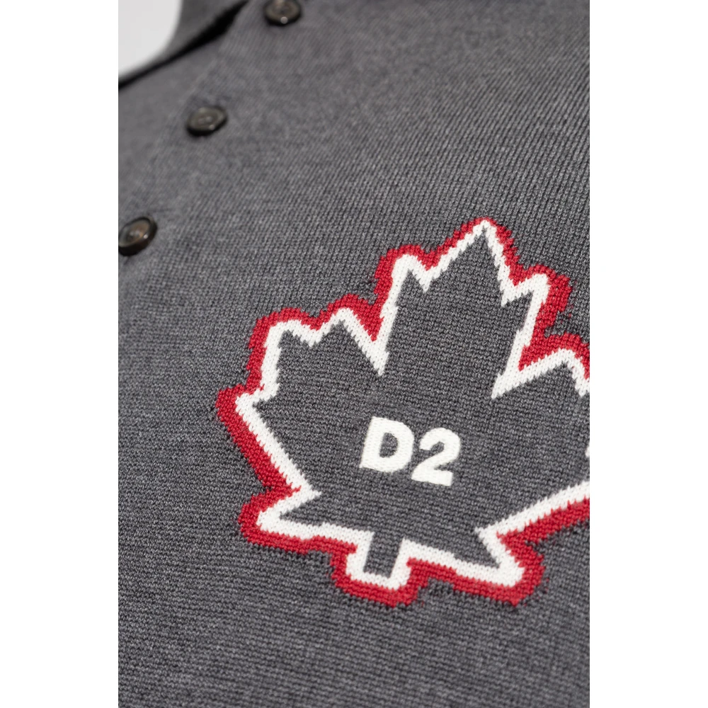 Dsquared2 Wollen polo met geborduurd logo Gray Heren