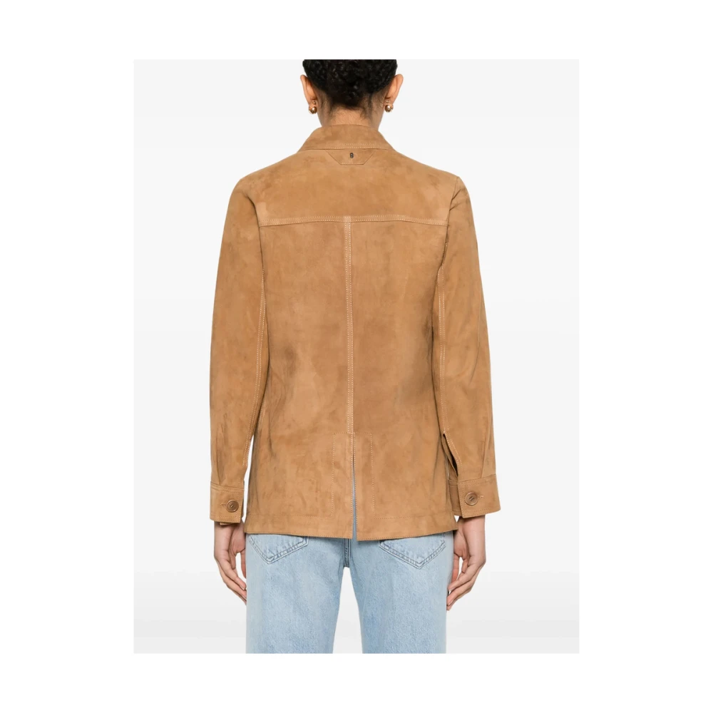 Salvatore Santoro Beige leren bovenkleding met knoopsluiting Beige Dames