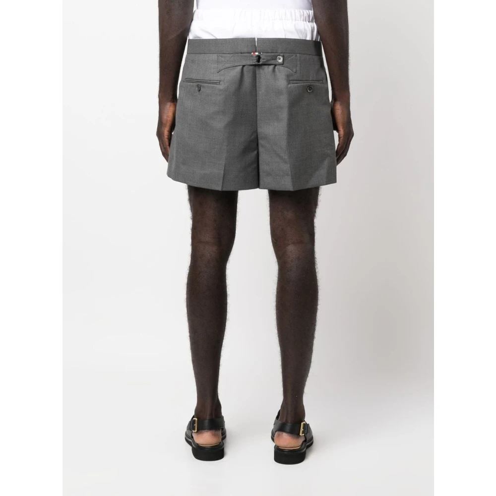 Thom Browne Low Rise Back Strap Mini Shorts in Super Twill Gray Heren
