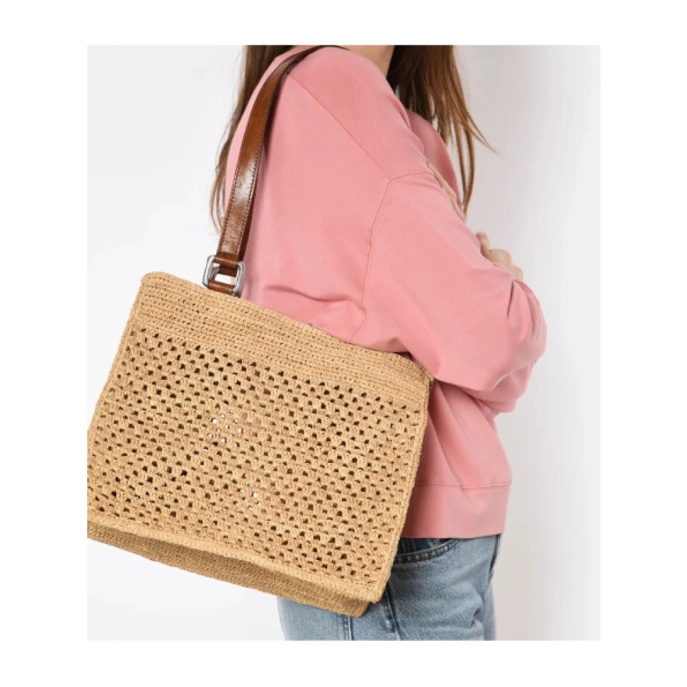 Ibeliv Handgemaakte Gehaakte Raffia Tas Irina Brown Dames