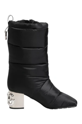 Svarta Logo Häl Mid Calf Stövlar