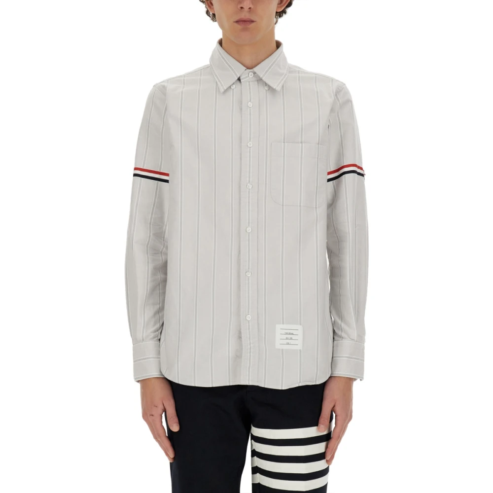 Thom Browne Katoenen Straight Fit Shirt Gemaakt in Italië Gray Heren