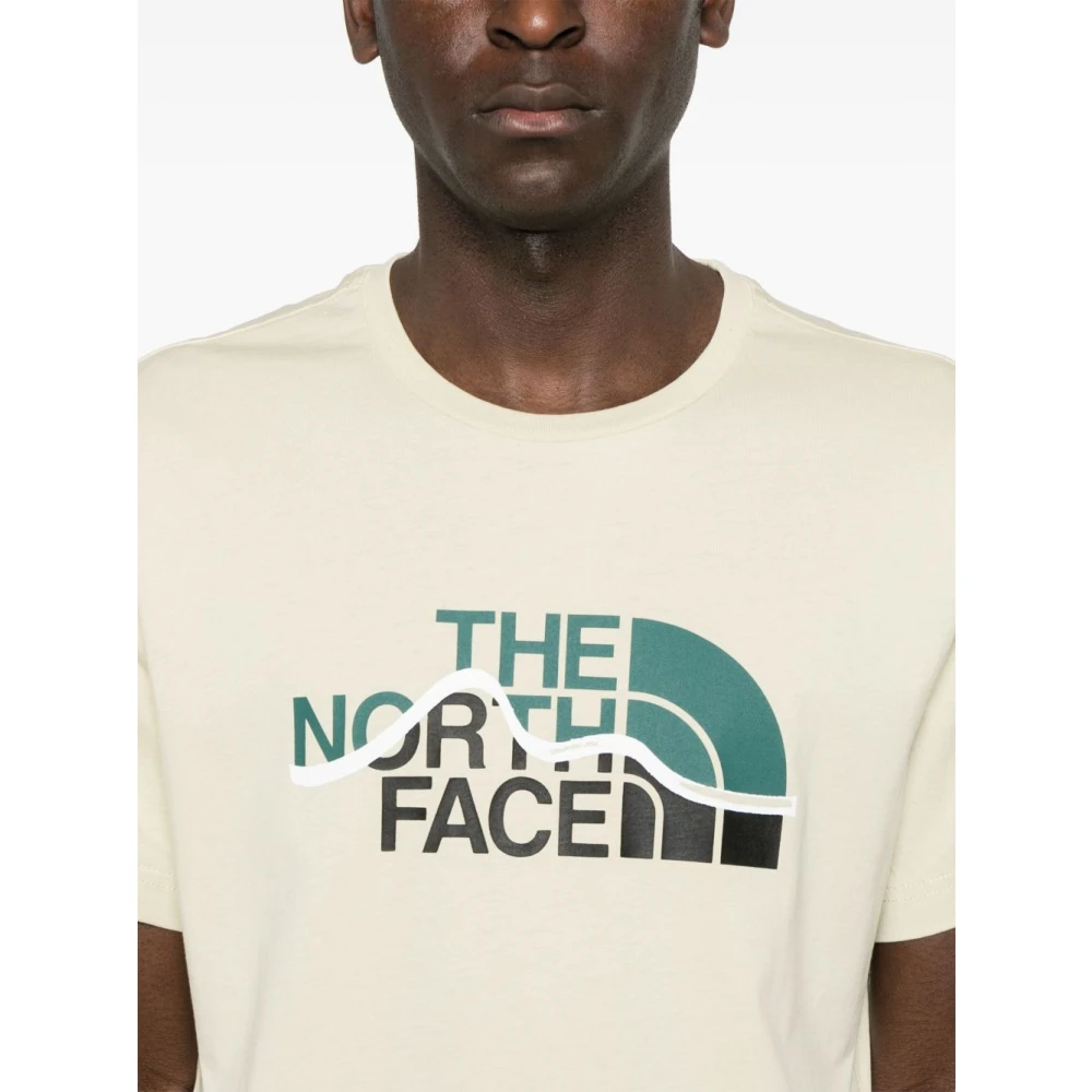 The North Face Logo Print Crew Neck T-shirt Grijs Beige Heren
