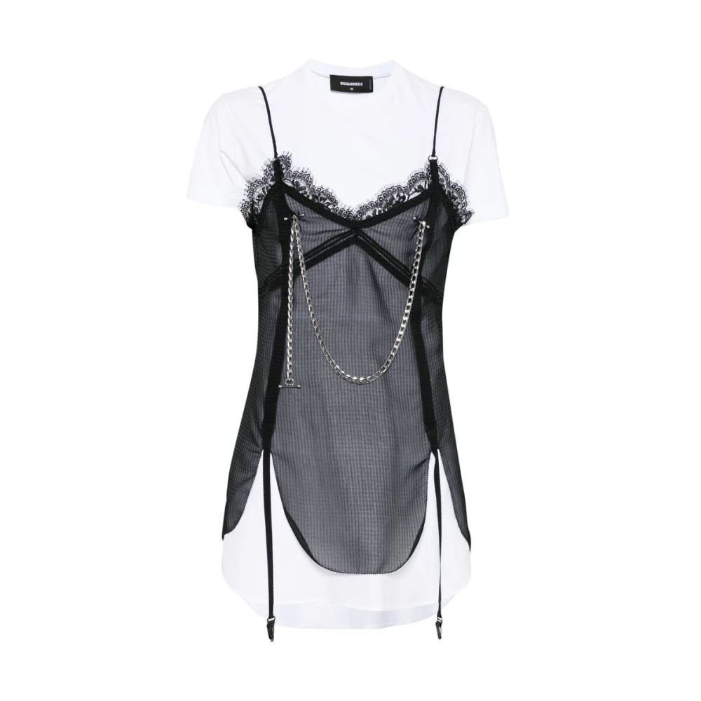 Dsquared2 Zwarte Chain-Link Jumpsuit Korte Mouwen Black Dames