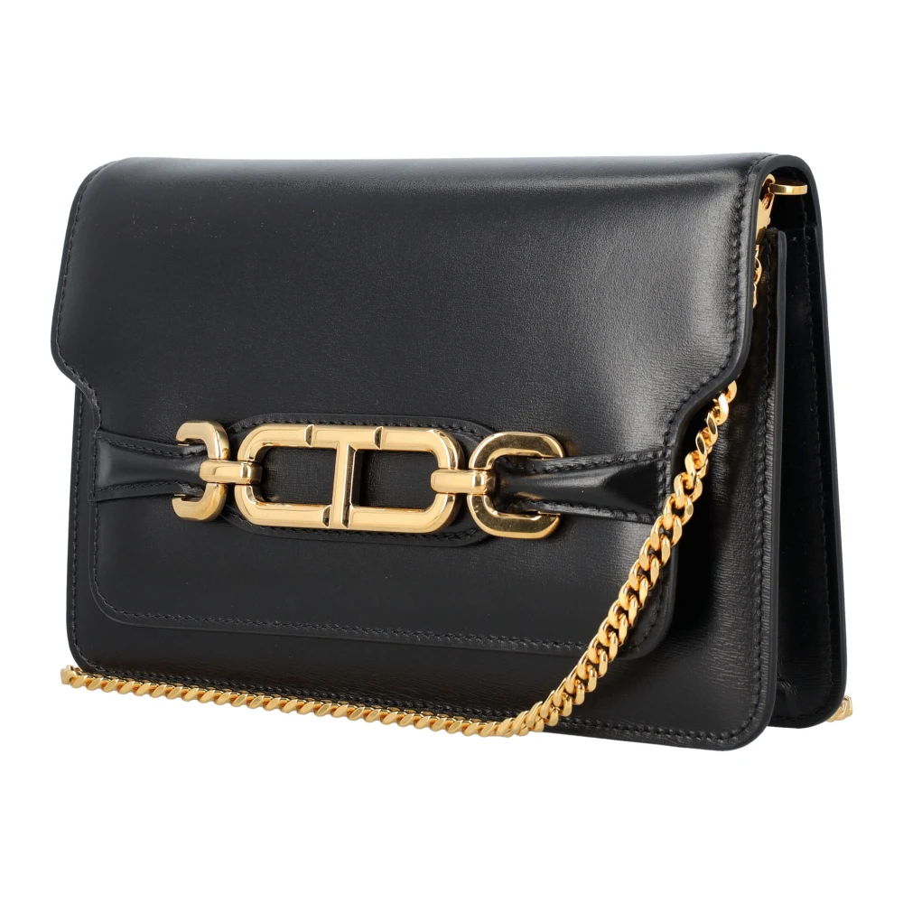 Tom Ford Zwarte Leren Schoudertas met Ketting Black Dames
