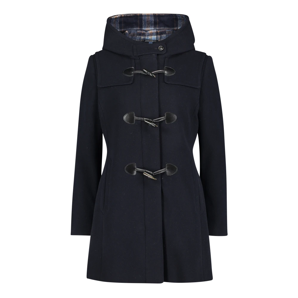 Gil Bret Capuchon Dufflecoat in wolfluweel Blue Dames