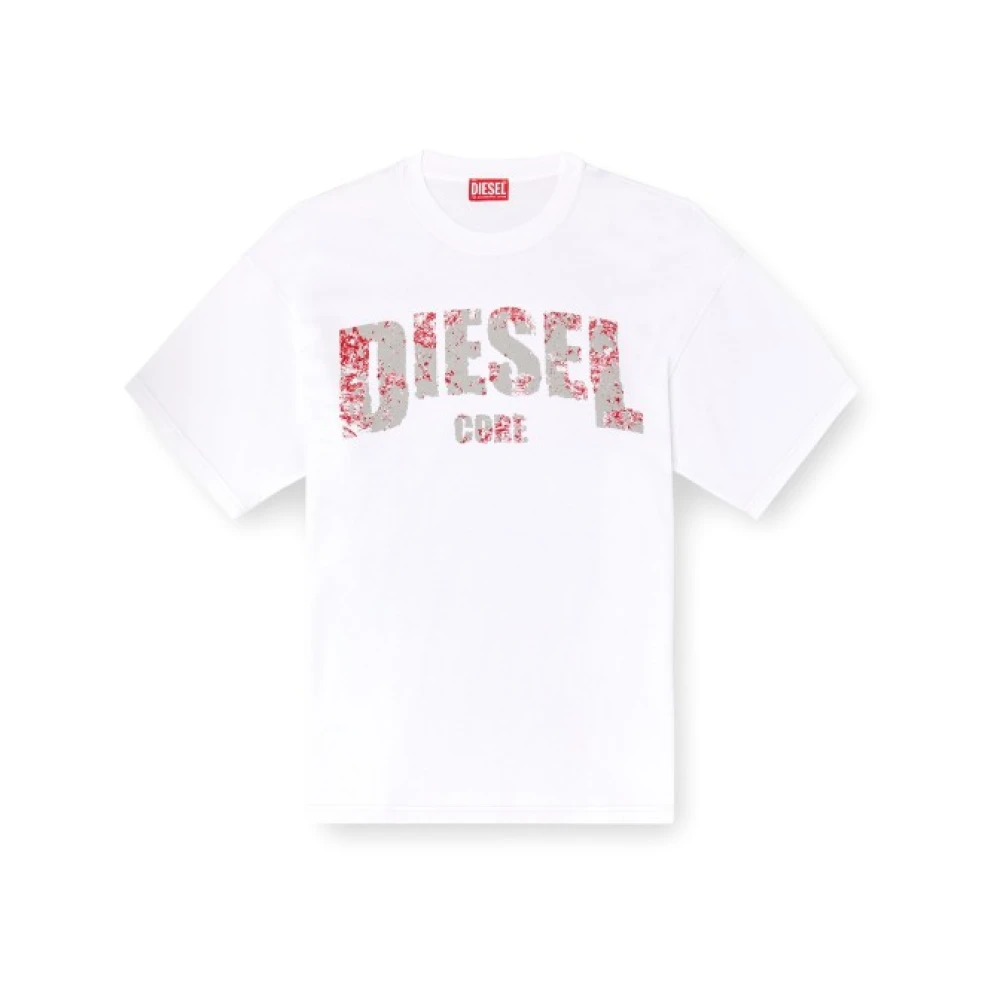 Diesel Gecertificeerd Katoen Logo Print T-Shirt White Heren