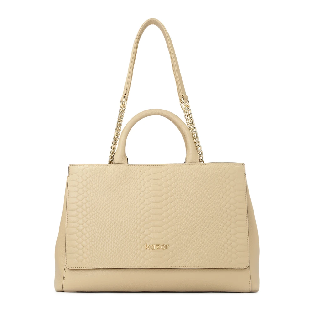 Kazar Beige leren handtas met dubbele handvatten Beige Dames