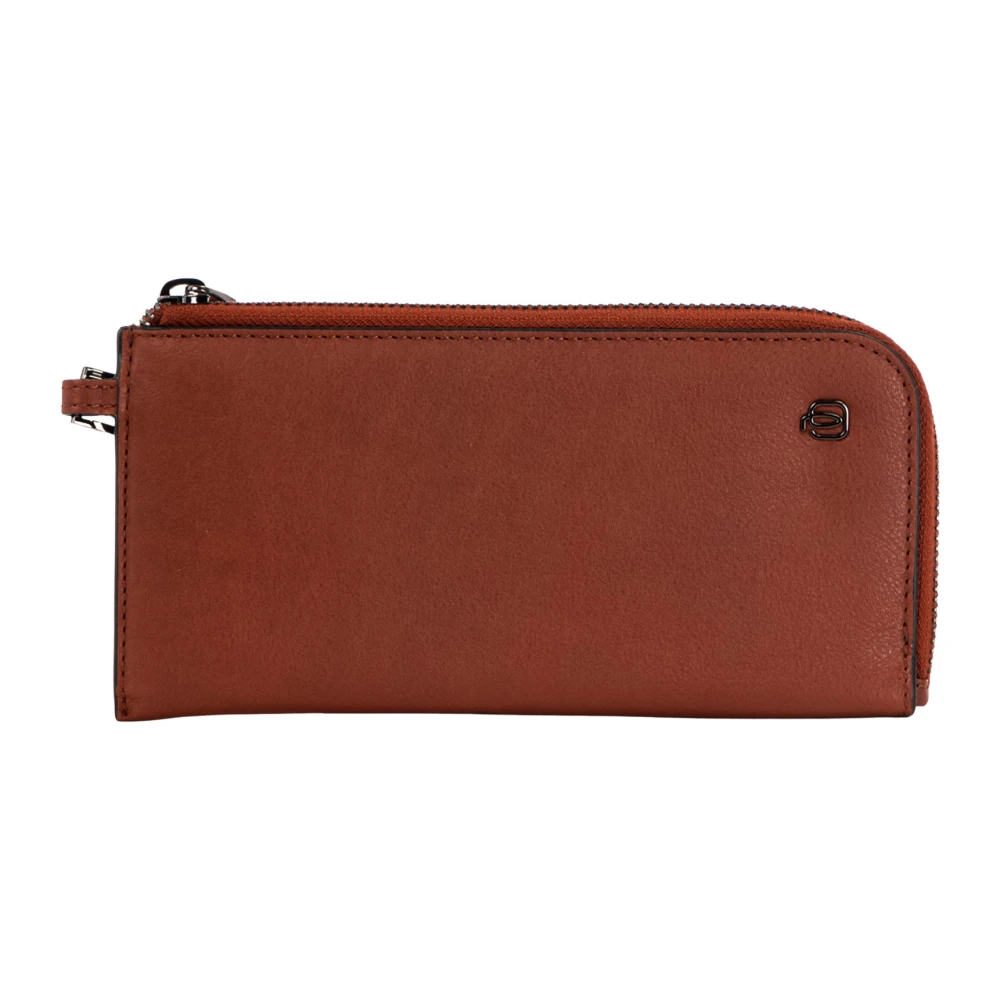 Piquadro Leren smartphone portemonnee met handvat Brown Dames