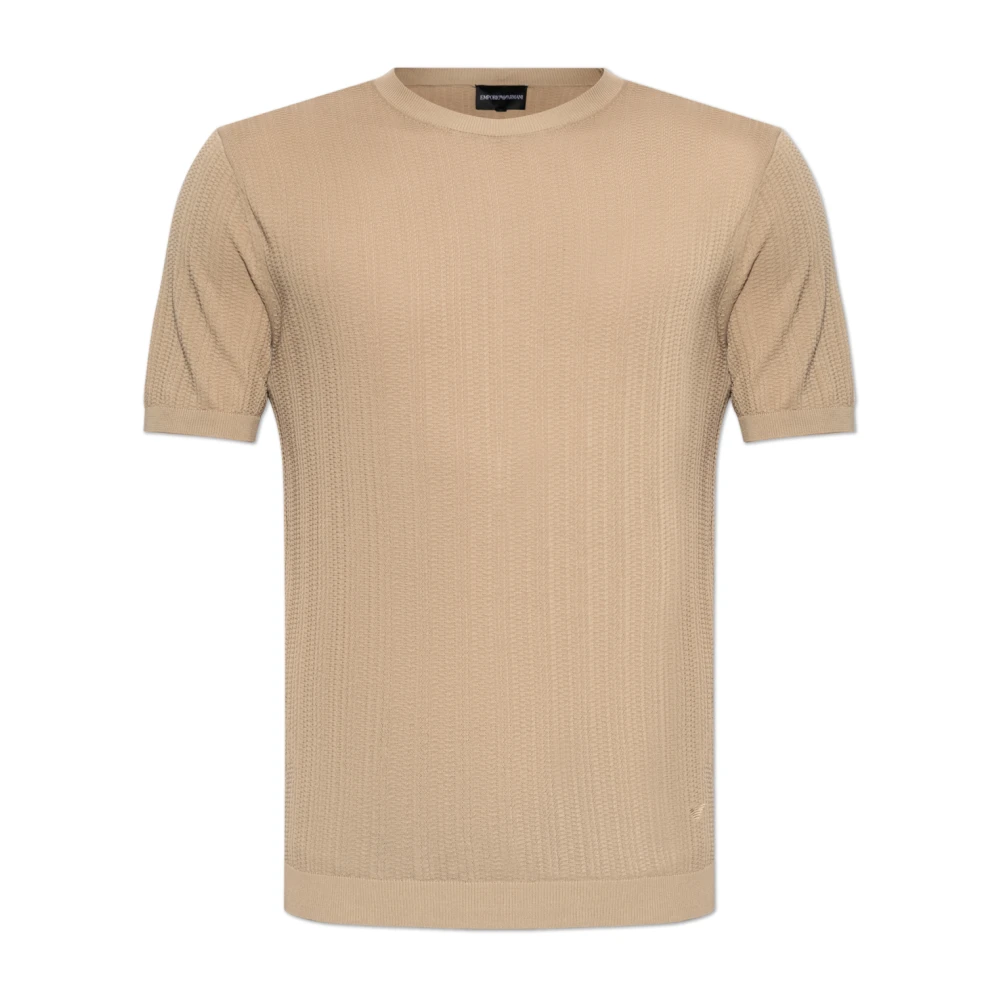 Emporio Armani Mannelijk Beige T-Shirt Met Ronde Hals