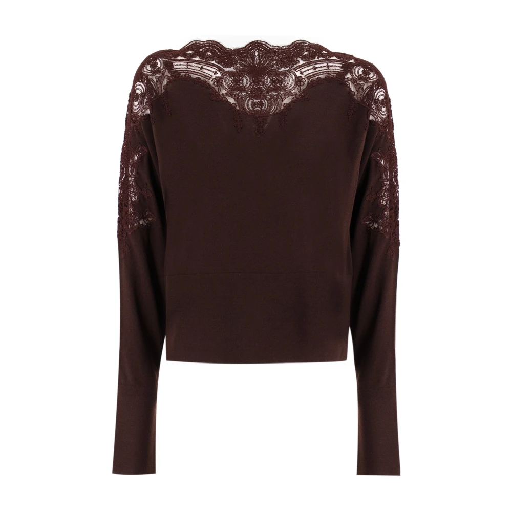 Ermanno Scervino Elegant Lace Boat Neck Sweater Red Dames