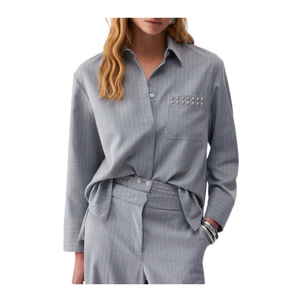 Liu Jo Vrouw Grijs Overhemden Dames, Xs, Polyester, Wa 6191 T349a Blouse