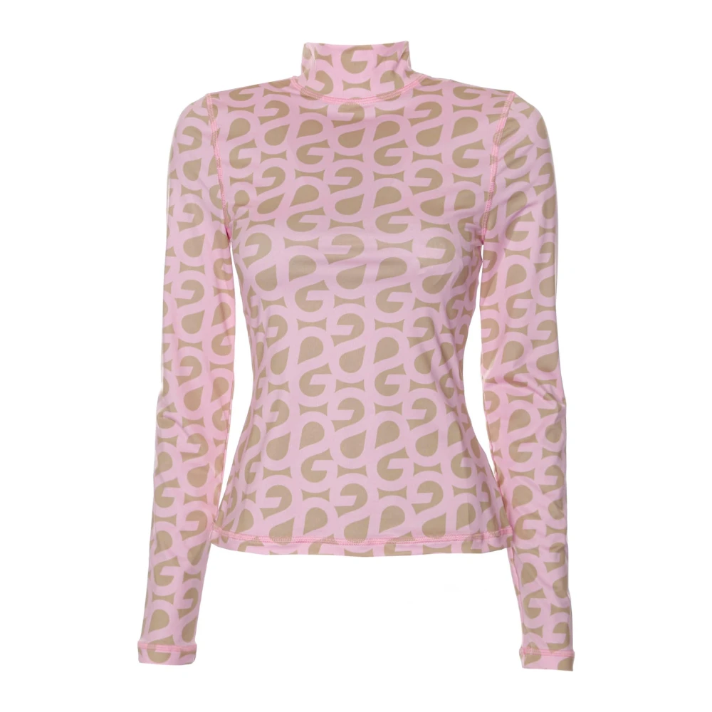 Stine Goya All-over Print Turtleneck Longsleeve Pink Dames