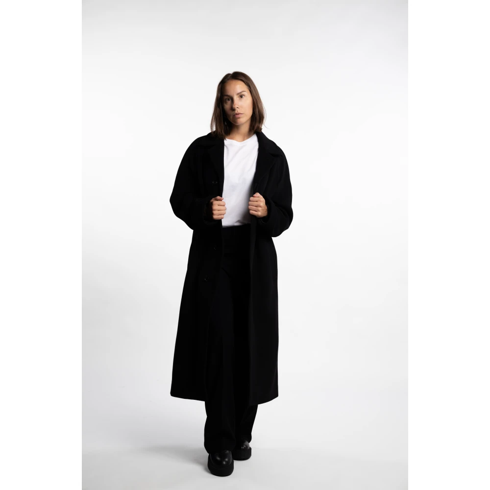 Filippa K Zwarte Wol Carcoat Stijlvolle Buitenkleding Black Dames